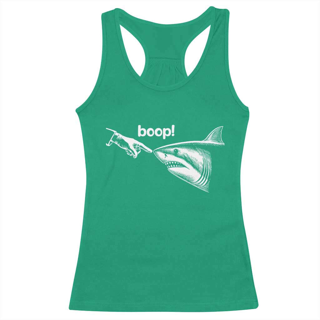 Boop Shark Meme Racerback Tank Top Funny Nose Touch Shark Lovers Ocean Life TS11 Irish Green Print Your Wear