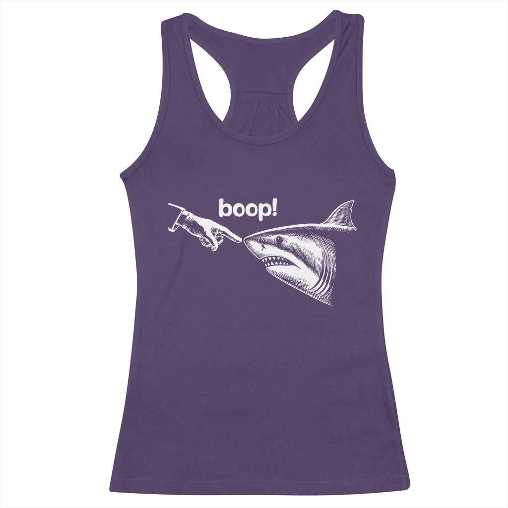 Boop Shark Meme Racerback Tank Top Funny Nose Touch Shark Lovers Ocean Life TS11 Purple Print Your Wear