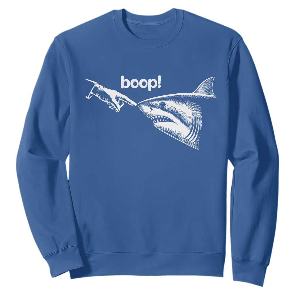 Boop Shark Meme Sweatshirt Funny Nose Touch Shark Lovers Ocean Life TS11 Royal Blue Print Your Wear