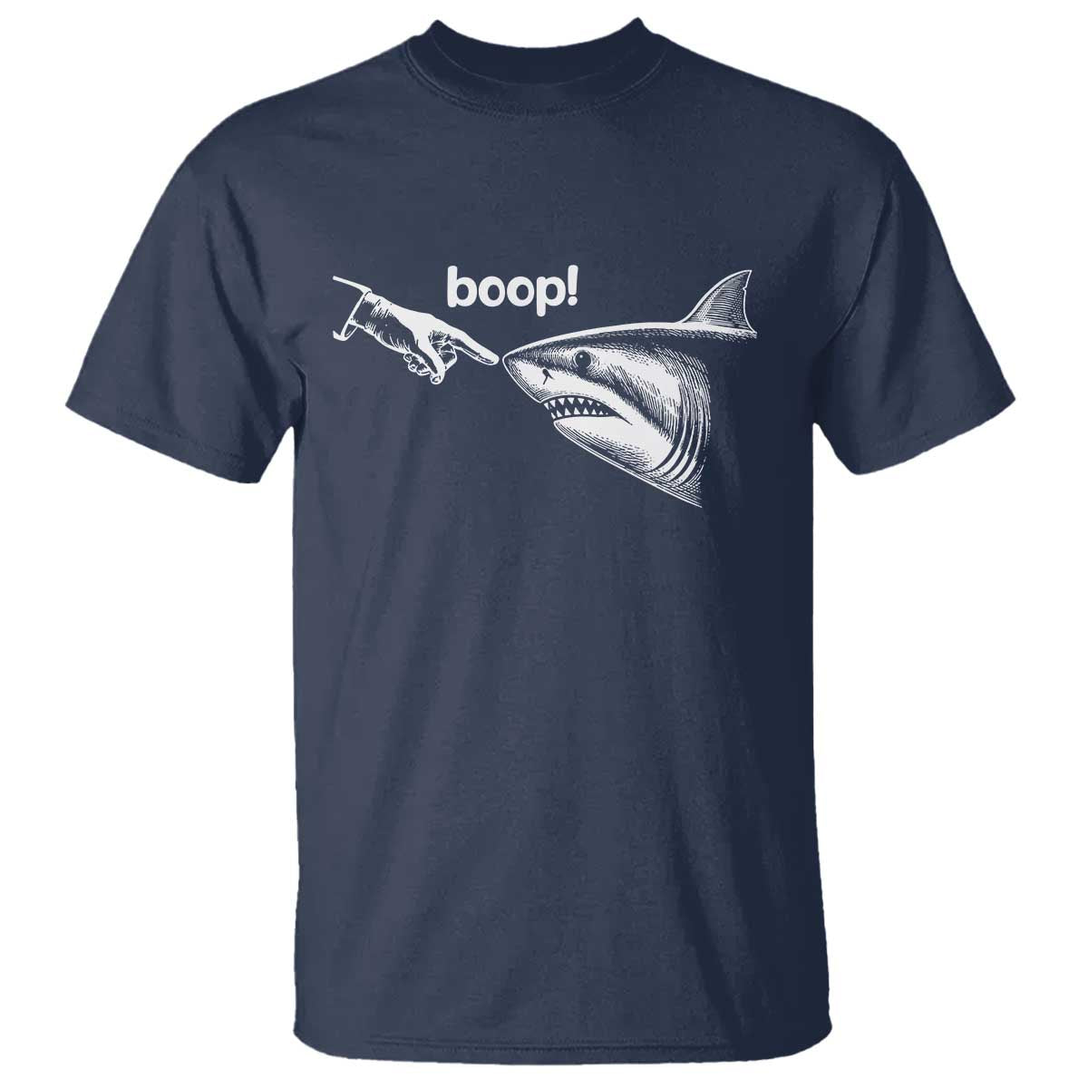 Boop Shark Meme T Shirt Funny Nose Touch Shark Lovers Ocean Life TS11 Navy Print Your Wear