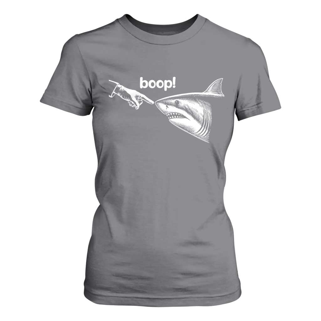 Boop Shark Meme T Shirt For Women Funny Nose Touch Shark Lovers Ocean Life TS11 Charcoal Print Your Wear