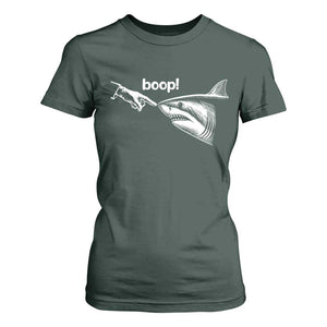 Boop Shark Meme T Shirt For Women Funny Nose Touch Shark Lovers Ocean Life TS11 Dark Forest Green Print Your Wear