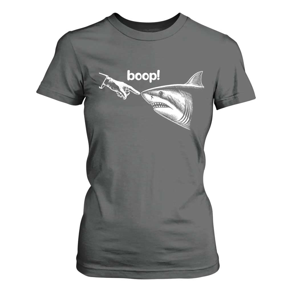Boop Shark Meme T Shirt For Women Funny Nose Touch Shark Lovers Ocean Life TS11 Dark Heather Print Your Wear