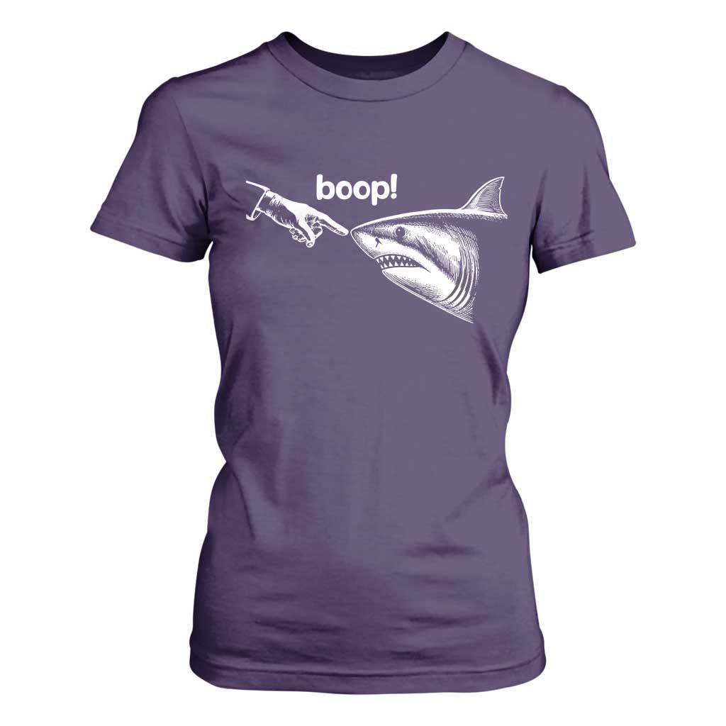 Boop Shark Meme T Shirt For Women Funny Nose Touch Shark Lovers Ocean Life TS11 Purple Print Your Wear
