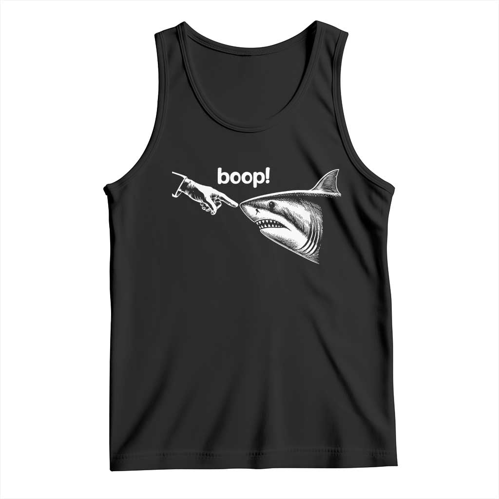 Boop Shark Meme Tank Top Funny Nose Touch Shark Lovers Ocean Life TS11 Black Print Your Wear