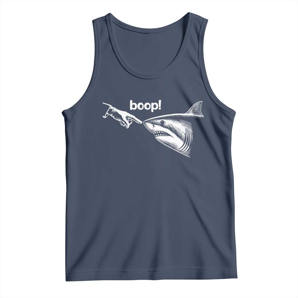 Boop Shark Meme Tank Top Funny Nose Touch Shark Lovers Ocean Life TS11 Navy Print Your Wear