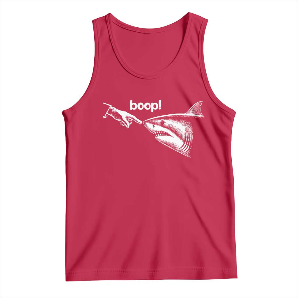 Boop Shark Meme Tank Top Funny Nose Touch Shark Lovers Ocean Life TS11 Red Print Your Wear