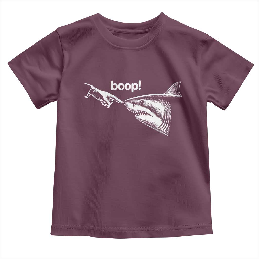 Boop Shark Meme Toddler T Shirt Funny Nose Touch Shark Lovers Ocean Life TS11 Maroon Print Your Wear