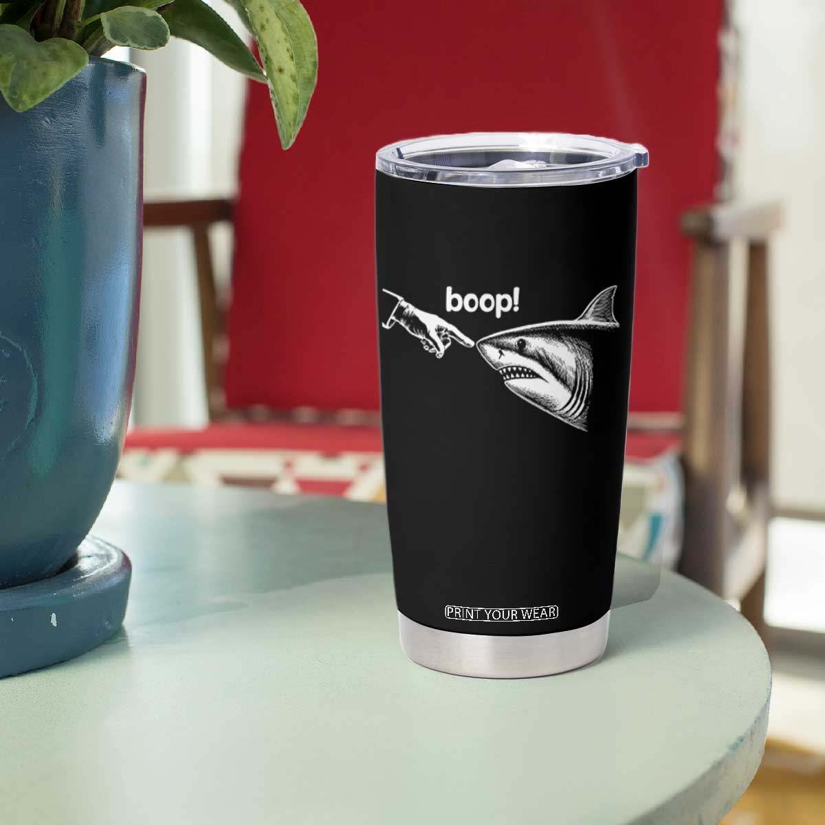 Boop Shark Meme Tumbler Cup Funny Nose Touch Shark Lovers Ocean Life TS11 Print Your Wear