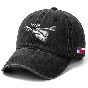 Boop Shark Meme Washed Cotton Baseball Cap Funny Nose Touch Shark Lovers Ocean Life TS11 Print Your Wear