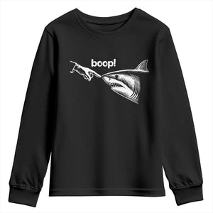 Boop Shark Meme Youth Sweatshirt Funny Nose Touch Shark Lovers Ocean Life TS11 Black Print Your Wear