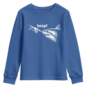 Boop Shark Meme Youth Sweatshirt Funny Nose Touch Shark Lovers Ocean Life TS11 Royal Blue Print Your Wear