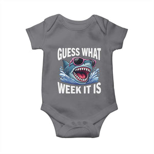 Funny Shark Guess What Week It Is Baby Onesie Shark Awareness Support Ocean Summer TS11 Charcoal Print Your Wear