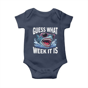 Funny Shark Guess What Week It Is Baby Onesie Shark Awareness Support Ocean Summer TS11 Navy Print Your Wear