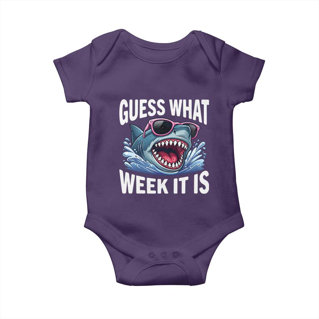 Funny Shark Guess What Week It Is Baby Onesie Shark Awareness Support Ocean Summer TS11 Purple Print Your Wear