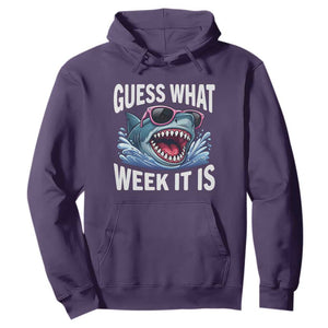 Funny Shark Guess What Week It Is Hoodie Shark Awareness Support Ocean Summer TS11 Purple Print Your Wear