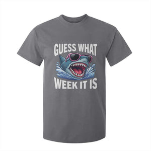 Funny Shark Guess What Week It Is T Shirt For Kid Shark Awareness Support Ocean Summer TS11 Charcoal Print Your Wear