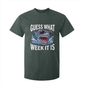 Funny Shark Guess What Week It Is T Shirt For Kid Shark Awareness Support Ocean Summer TS11 Dark Forest Green Print Your Wear