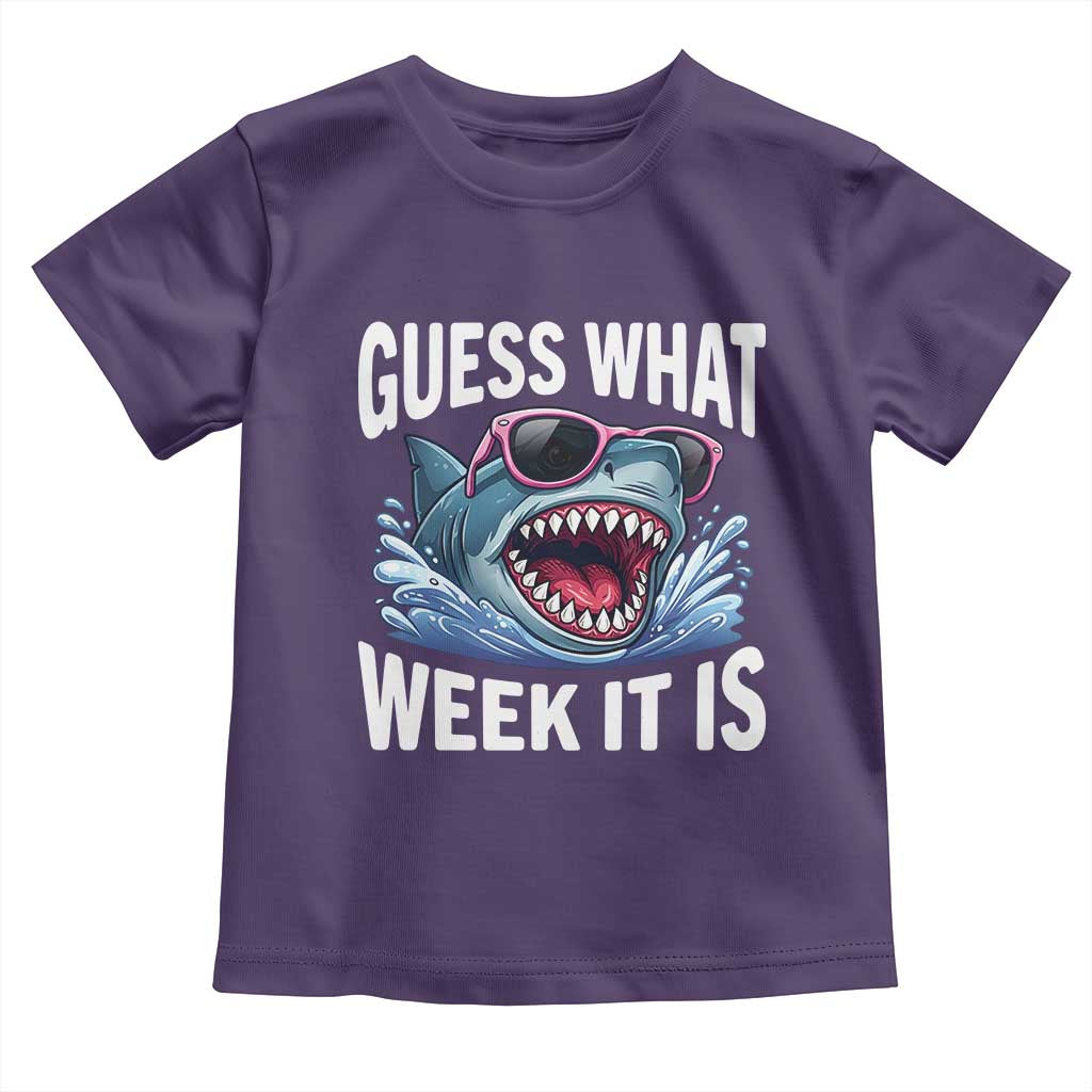 Funny Shark Guess What Week It Is Toddler T Shirt Shark Awareness Support Ocean Summer TS11 Purple Print Your Wear