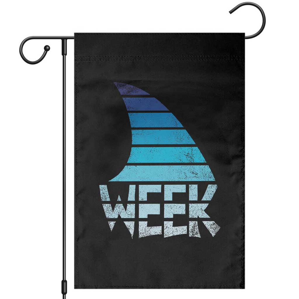 Funny Shark Fin Week Retro Ocean Wildlife Vintage Garden Flag TS11 Black Print Your Wear