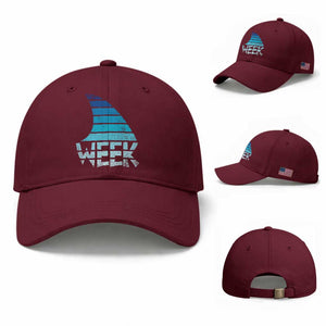 Funny Shark Fin Week Retro Ocean Wildlife Vintage Baseball Cap TS11 Baseball Cap Universal Fit Maroon Print Your Wear