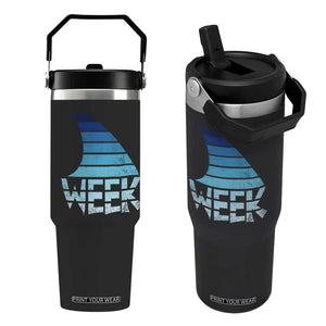 Funny Shark Fin Week Retro Ocean Wildlife Vintage Flip Straw Tumbler TS11 One Size: 30 oz Black Print Your Wear