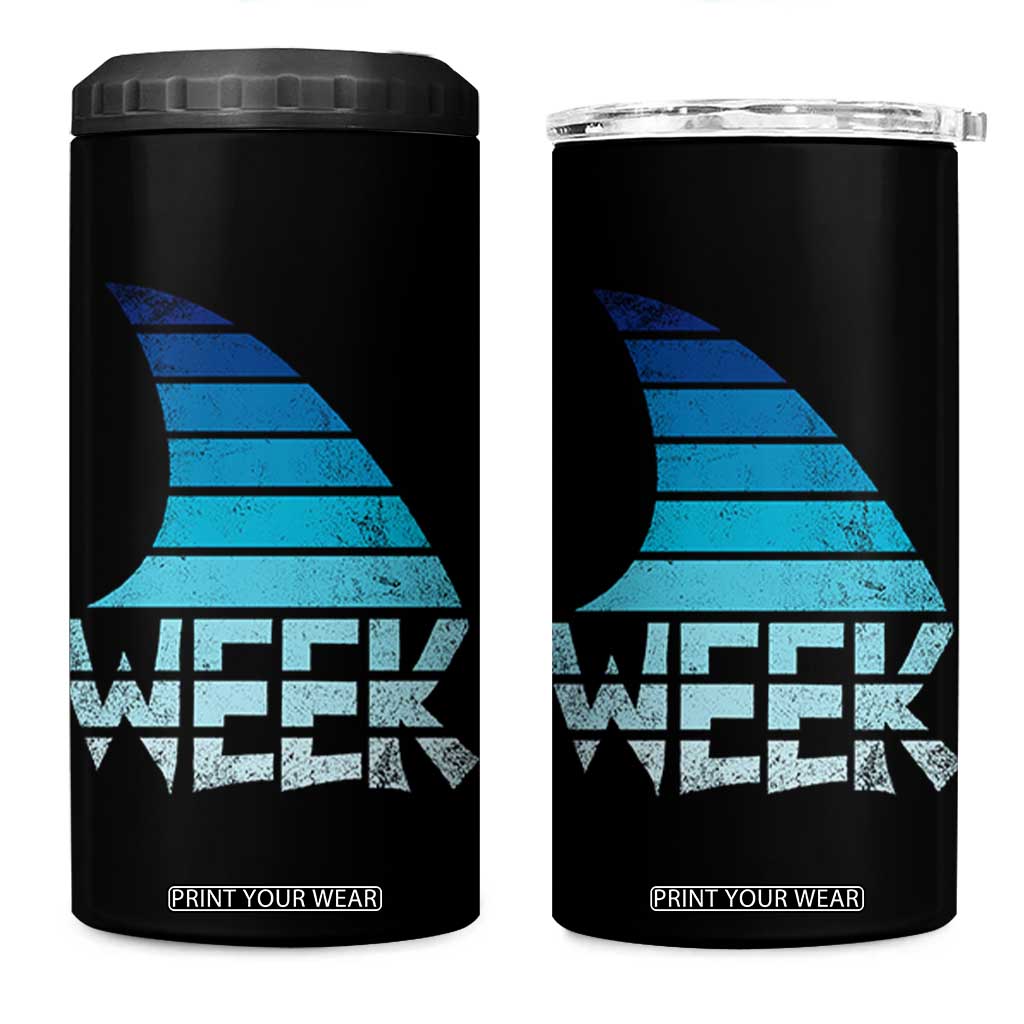 Funny Shark Fin Week Retro Ocean Wildlife Vintage 4 in 1 Can Cooler Tumbler TS11 One Size: 16 oz Black Print Your Wear