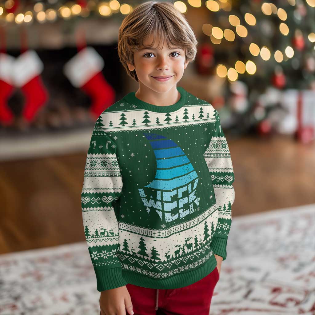 Funny Shark Fin Week Retro Ocean Wildlife Vintage Ugly Christmas Sweater TS11 Forest Green Beige Print Your Wear