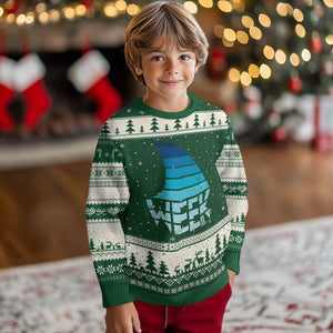 Funny Shark Fin Week Retro Ocean Wildlife Vintage Ugly Christmas Sweater TS11 Forest Green Beige Print Your Wear
