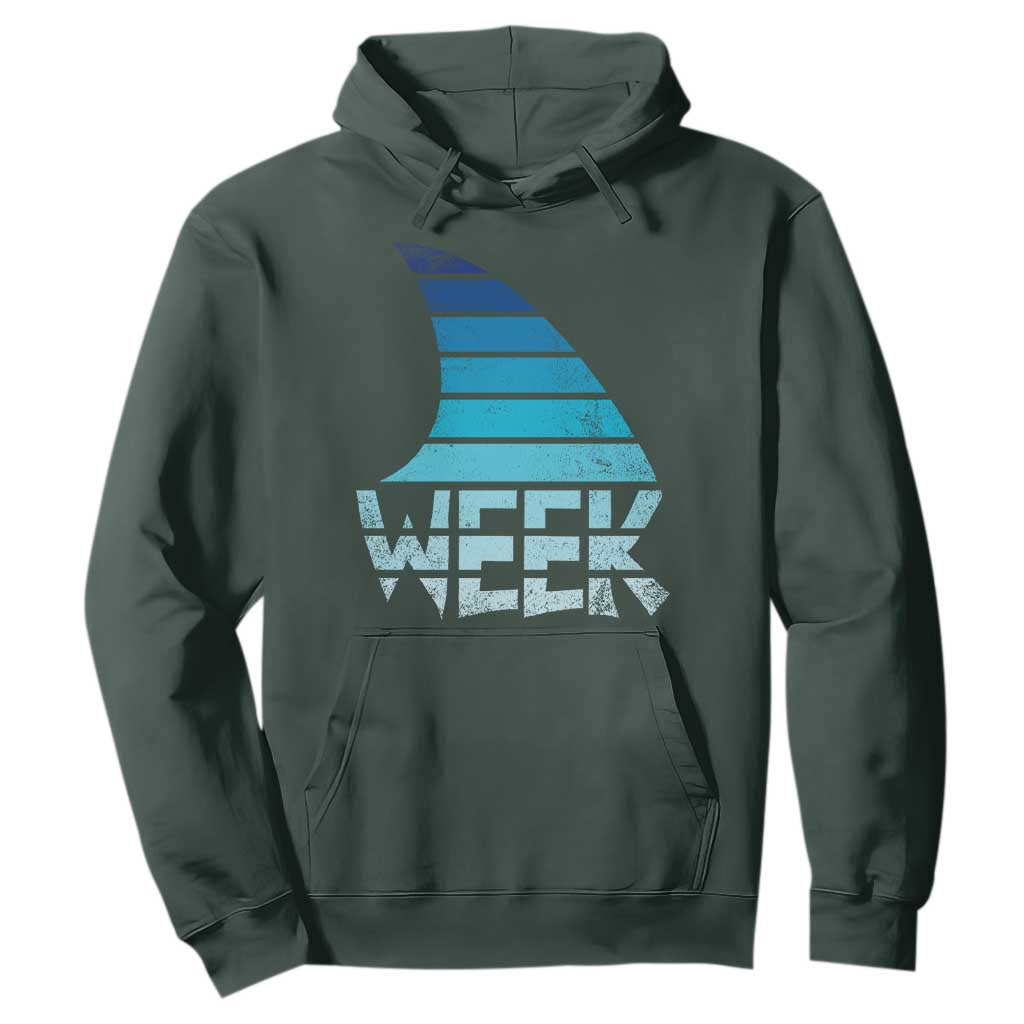 Funny Shark Fin Week Retro Ocean Wildlife Vintage Hoodie TS11 Dark Forest Green Print Your Wear