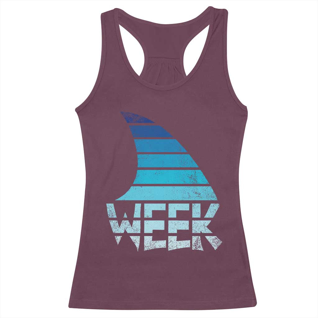 Funny Shark Fin Week Retro Ocean Wildlife Vintage Racerback Tank Top TS11 Maroon Print Your Wear