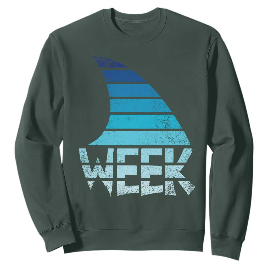 Funny Shark Fin Week Retro Ocean Wildlife Vintage Sweatshirt TS11 Dark Forest Green Print Your Wear