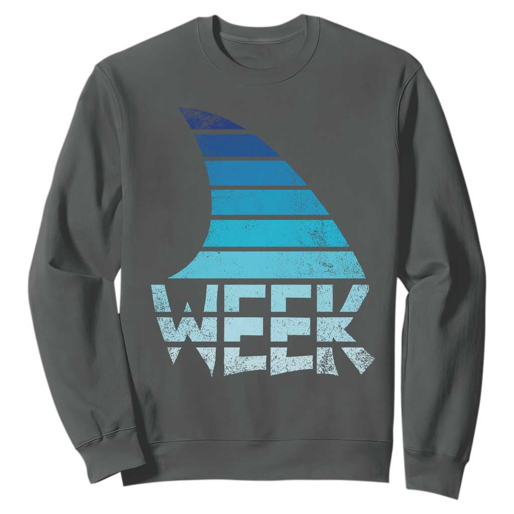 Funny Shark Fin Week Retro Ocean Wildlife Vintage Sweatshirt TS11 Dark Heather Print Your Wear