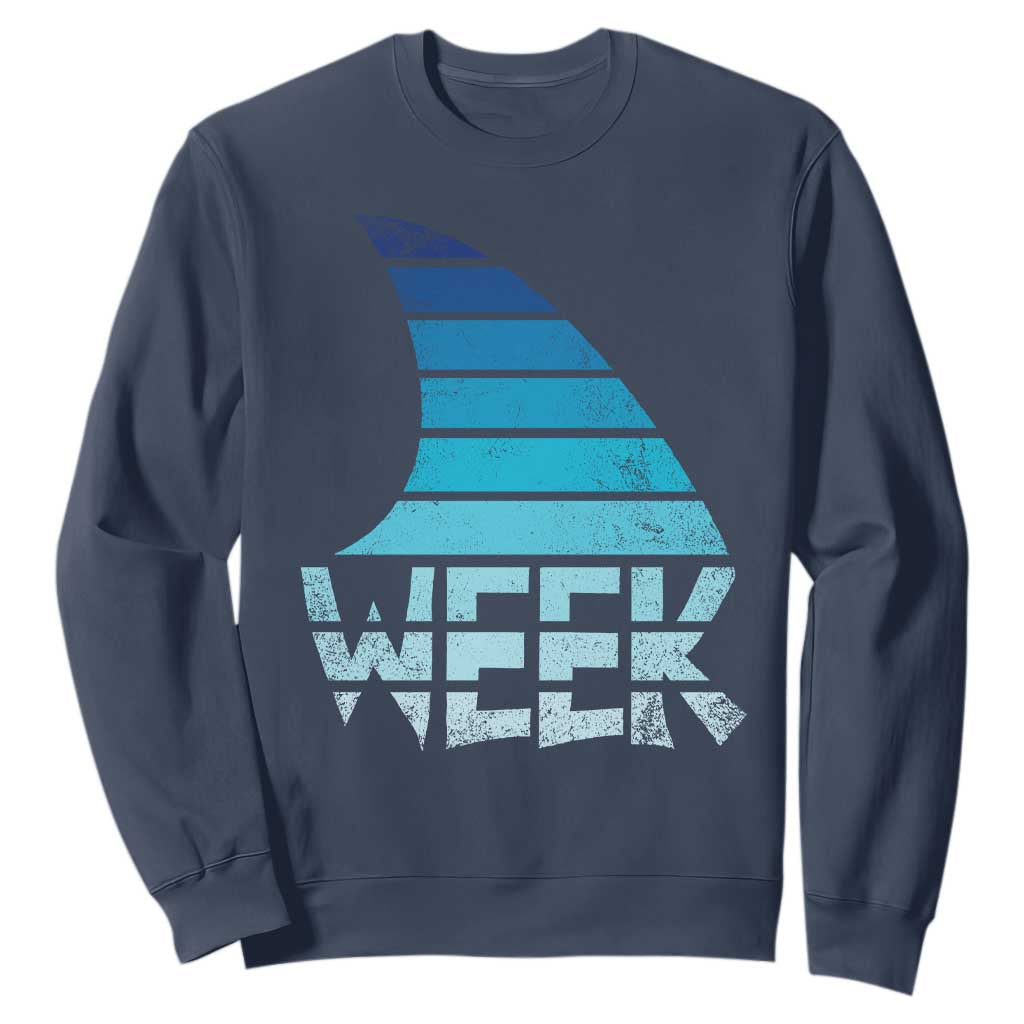 Funny Shark Fin Week Retro Ocean Wildlife Vintage Sweatshirt TS11 Navy Print Your Wear