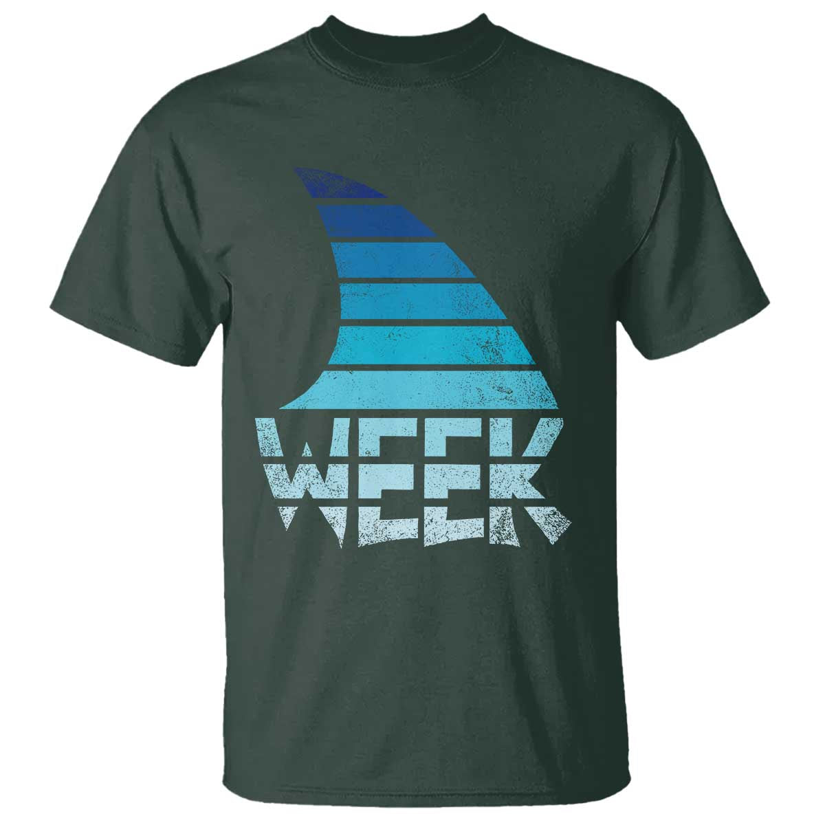 Funny Shark Fin Week Retro Ocean Wildlife Vintage T Shirt TS11 Dark Forest Green Print Your Wear