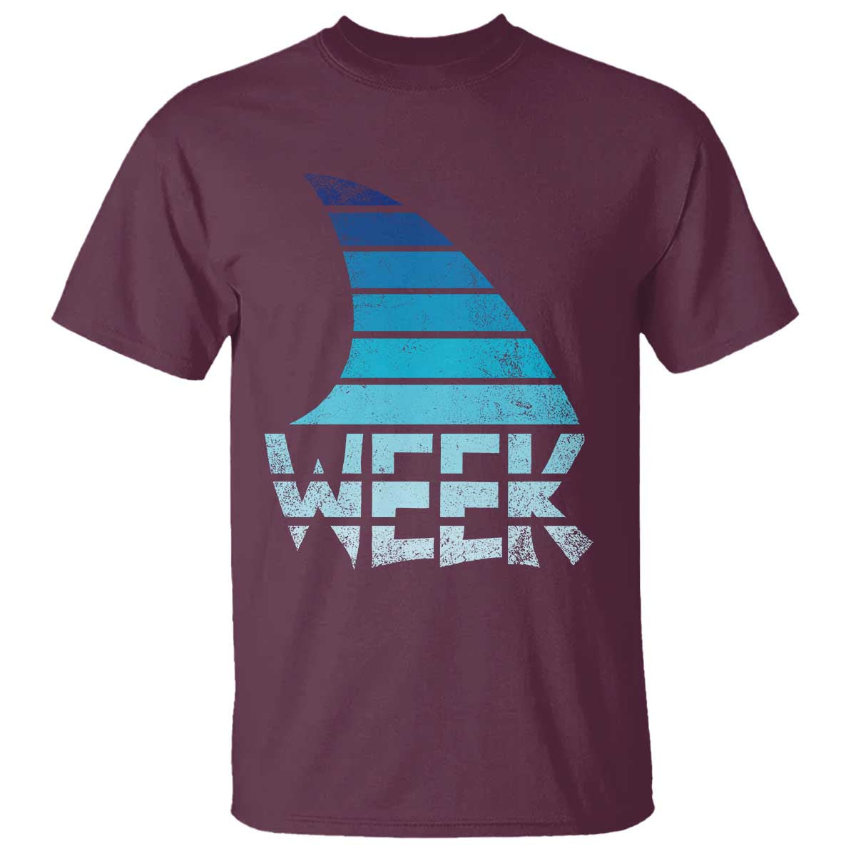 Funny Shark Fin Week Retro Ocean Wildlife Vintage T Shirt TS11 Maroon Print Your Wear