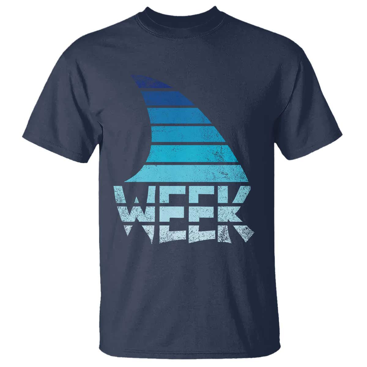 Funny Shark Fin Week Retro Ocean Wildlife Vintage T Shirt TS11 Navy Print Your Wear