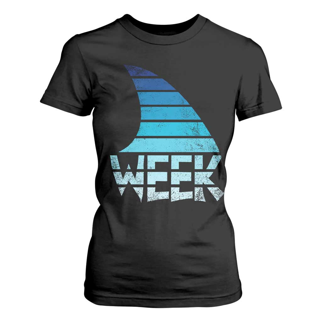 Funny Shark Fin Week Retro Ocean Wildlife Vintage T Shirt For Women TS11 Black Print Your Wear
