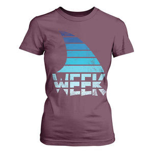 Funny Shark Fin Week Retro Ocean Wildlife Vintage T Shirt For Women TS11 Maroon Print Your Wear