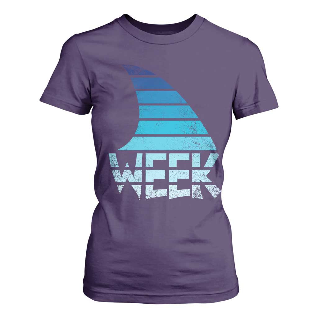 Funny Shark Fin Week Retro Ocean Wildlife Vintage T Shirt For Women TS11 Purple Print Your Wear