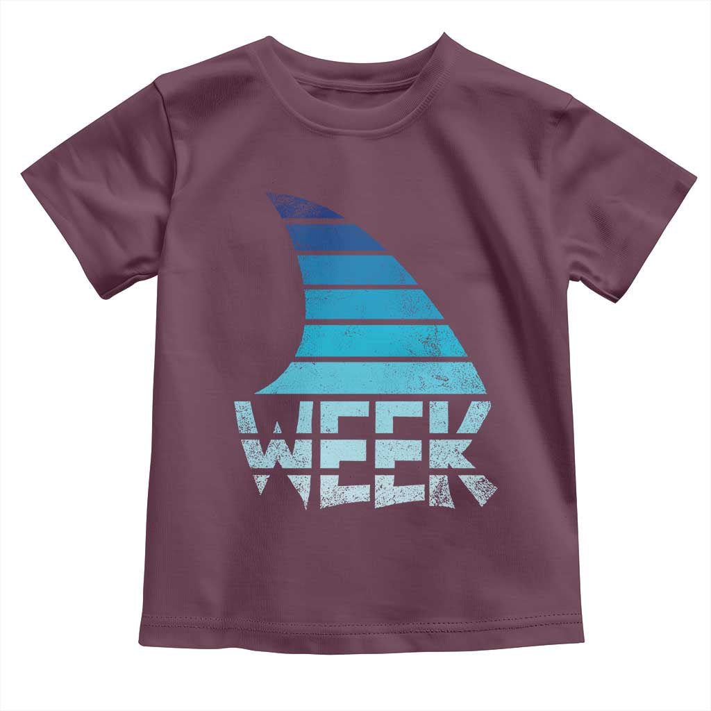 Funny Shark Fin Week Retro Ocean Wildlife Vintage Toddler T Shirt TS11 Maroon Print Your Wear