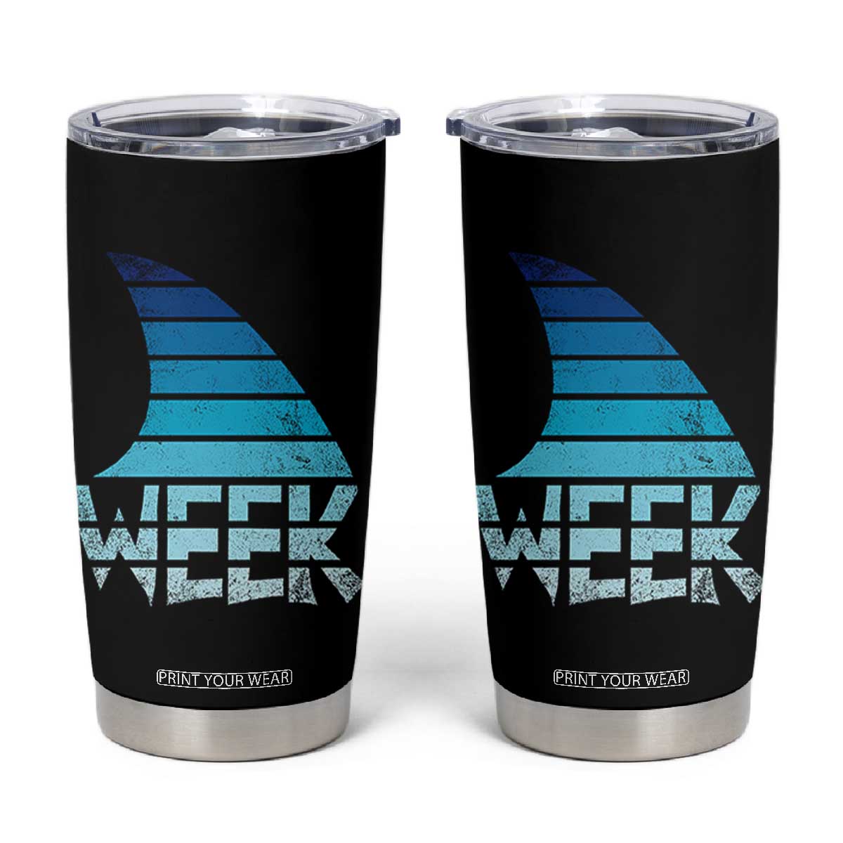 Funny Shark Fin Week Retro Ocean Wildlife Vintage Tumbler Cup TS11 Black Print Your Wear