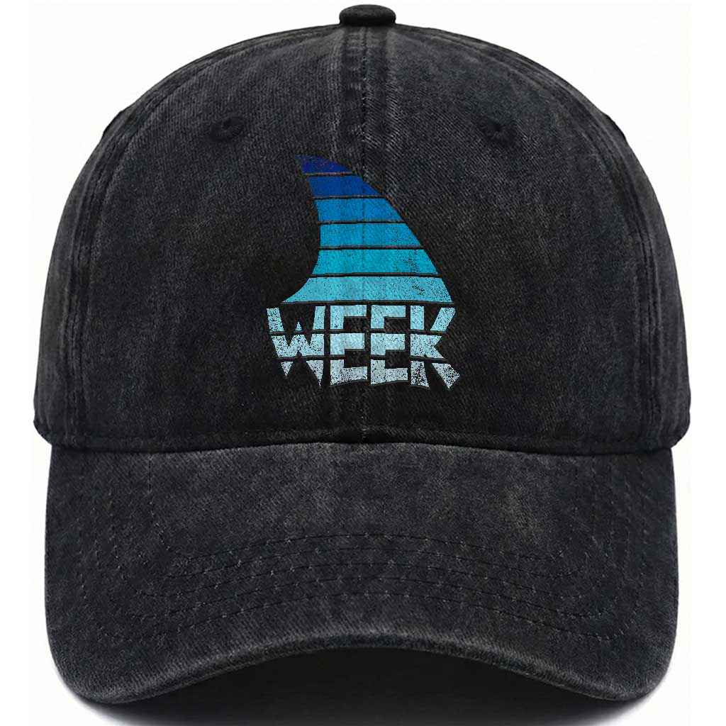 Funny Shark Fin Week Retro Ocean Wildlife Vintage Washed Cotton Baseball Cap TS11 Print Your Wear