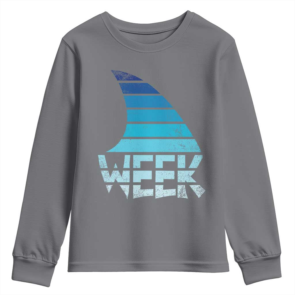 Funny Shark Fin Week Retro Ocean Wildlife Vintage Youth Sweatshirt TS11 Charcoal Print Your Wear