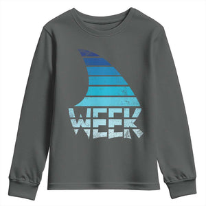 Funny Shark Fin Week Retro Ocean Wildlife Vintage Youth Sweatshirt TS11 Dark Heather Print Your Wear