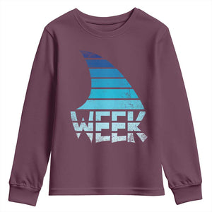Funny Shark Fin Week Retro Ocean Wildlife Vintage Youth Sweatshirt TS11 Maroon Print Your Wear