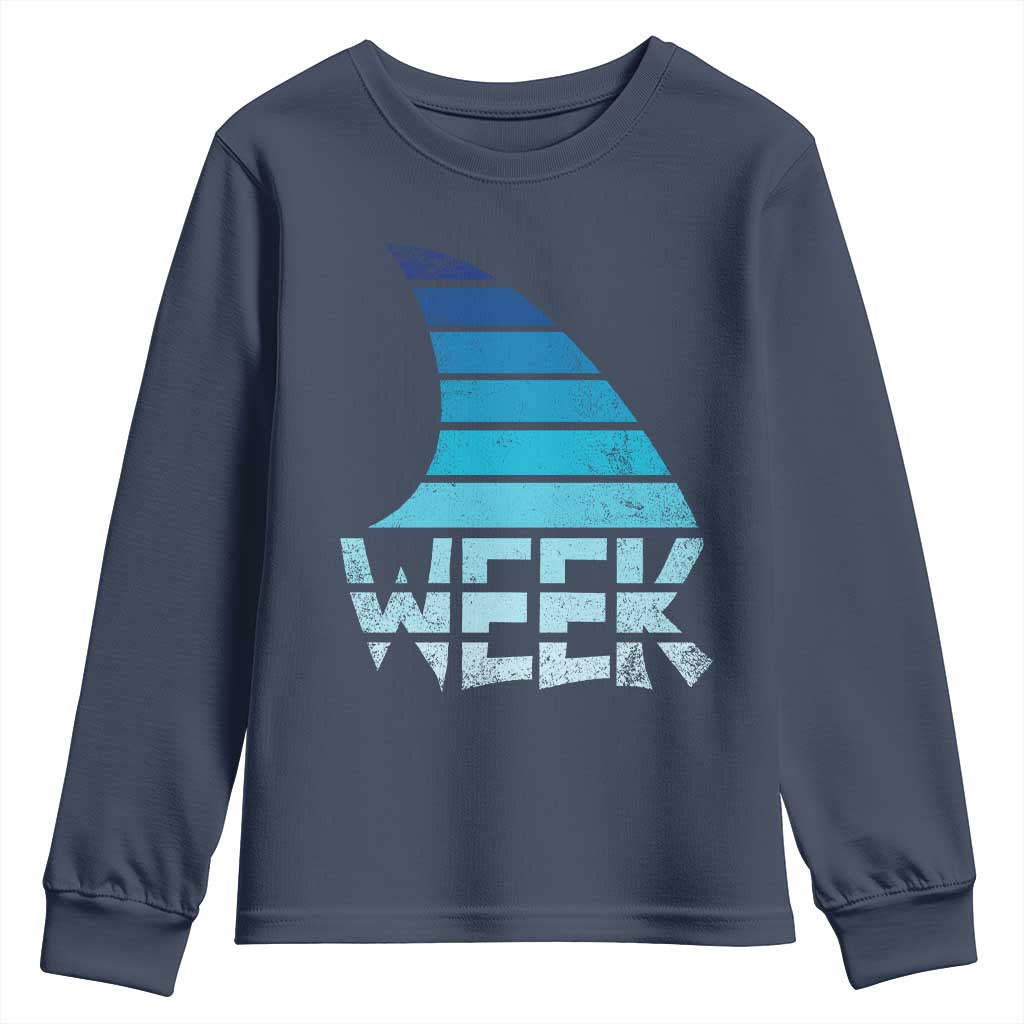 Funny Shark Fin Week Retro Ocean Wildlife Vintage Youth Sweatshirt TS11 Navy Print Your Wear
