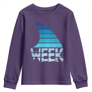 Funny Shark Fin Week Retro Ocean Wildlife Vintage Youth Sweatshirt TS11 Purple Print Your Wear