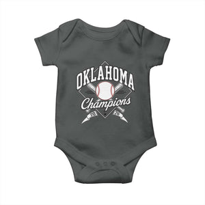 Oklahoma Champions 2026 Baby Onesie Baseball Pennant Flag Graphic TS11 Dark Heather Print Your Wear