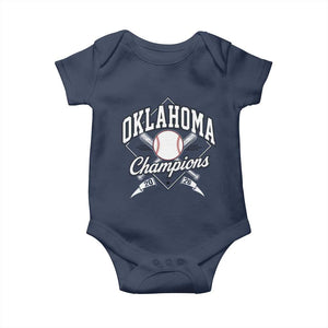 Oklahoma Champions 2026 Baby Onesie Baseball Pennant Flag Graphic TS11 Navy Print Your Wear